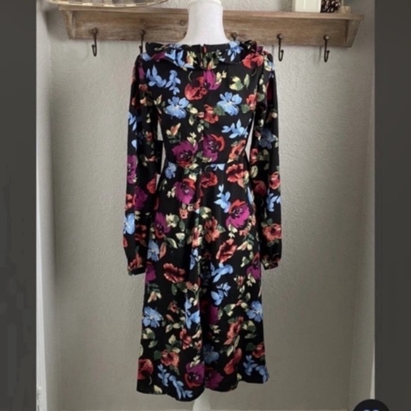 Lulus Beloved Blooms Black Floral Print Long Sleeve Midi Dress Size Small NEW - Picture 3 of 5